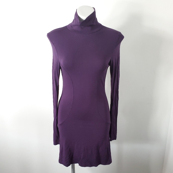 purple turtleneck dress